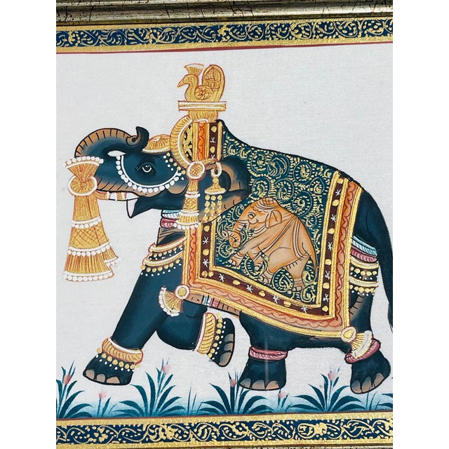 Vintage British Colonial Elephant Silkscreens Frames - Set of 3 For Sale - Image 4 of 5