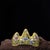 This exquisite antique Chinese brush rest is crafted in the form of a stylized mountain range, featuring a vibrant yellow...