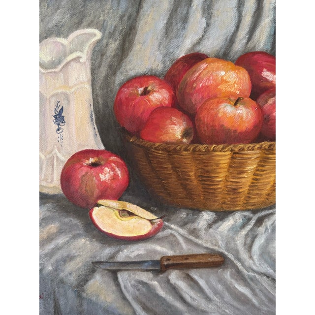 Early 21st Century Framed Still Life Painting by Boise Artist Rob J. Nelson – Basket of Apples and Ceramic Pitcher For Sale - Image 5 of 12