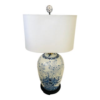Blue & White Chinoiserie Table Lamp For Sale