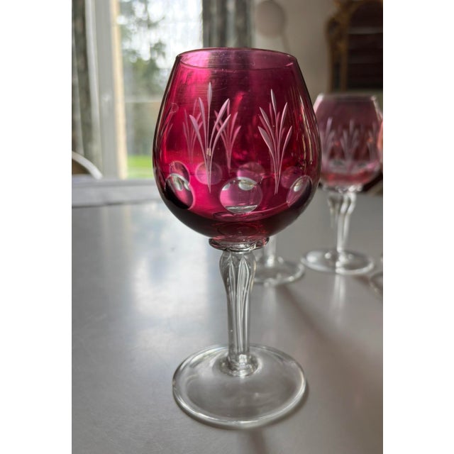 1970s Vintage Colored Crystal Glasses, 1970s, Set of 8 For Sale - Image 5 of 11