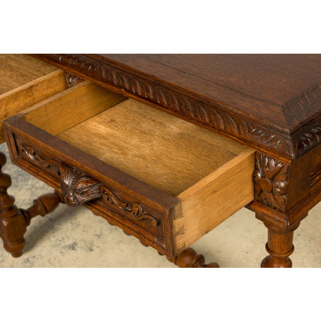 Late 19th Century French Henry II Carved Oak Writing Desk For Sale - Image 15 of 18