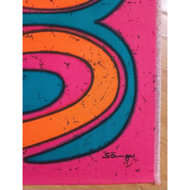 1970s Mid-Century German Pop Art Screen-Printed Wall Hanging by Traute Sänger, 1970s For Sale - Image 5 of 6