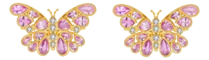 Nina Zhou Butterfly Pink Sapphire Diamond Earrings in 14k Gold - a Pair