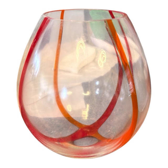 Sculptural vintage LSA International art glass vase, handcrafted and mouth blown in Poland, circa 1990s. 7x7 with a 4 inch...