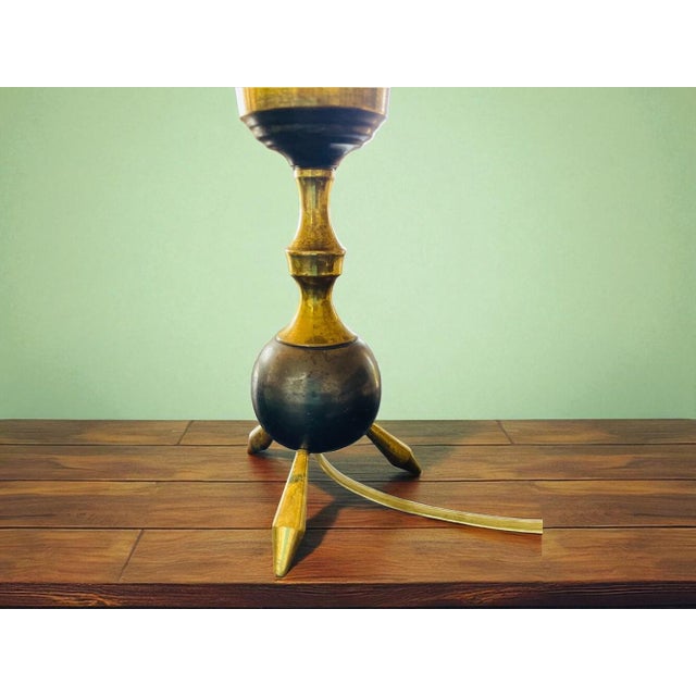 Mid-Century Modern Space Age Tripod Brass and Glass Table Lamp, 1960s For Sale - Image 6 of 11
