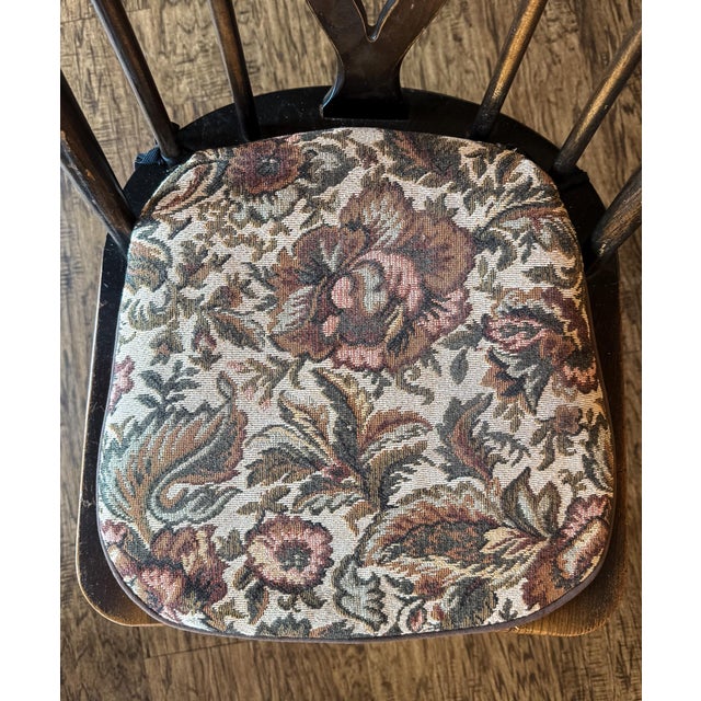 Set of Four Vintage Oval Back Dining Chairs With Floral Cushion For Sale - Image 13 of 13