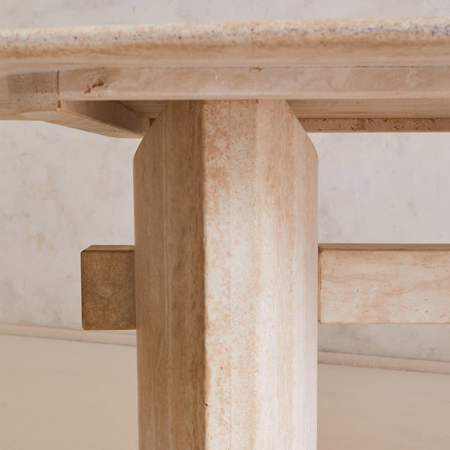Italian Filled Travertine Oval Dining Table, 1970s For Sale - Image 9 of 11