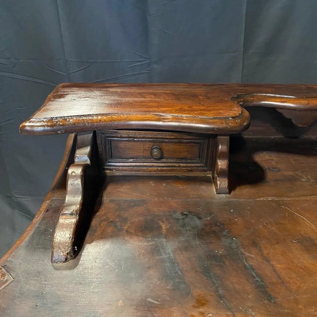 Italian Baroque Carved Walnut Writing Desk With Lyre Base For Sale - Image 4 of 12