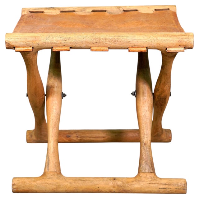 Danish Modern Gold Hill Guldhøj Folding Stool in Oak and Cognac Leather by Poul Hundevad, 1960s For Sale - Image 9 of 9