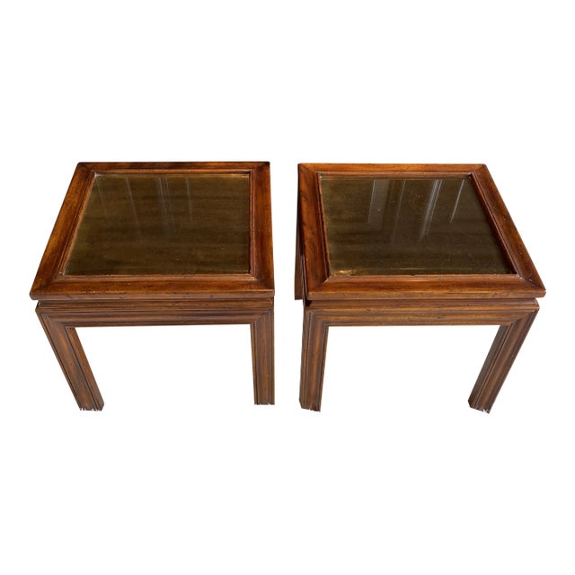 1970’s Brass Topped Signed John Widdicomb Tables - a Pair For Sale