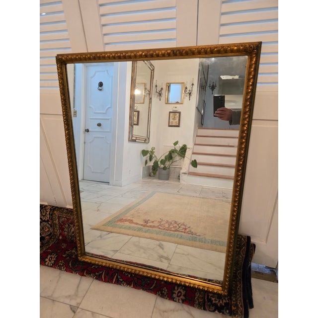 Vintage Mid Century Gilded Gold Leaf Mirror For Sale In Boston - Image 6 of 7