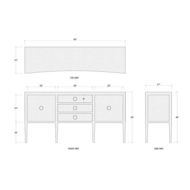 Concave Modern Sideboard - Blue Linen For Sale - Image 10 of 10