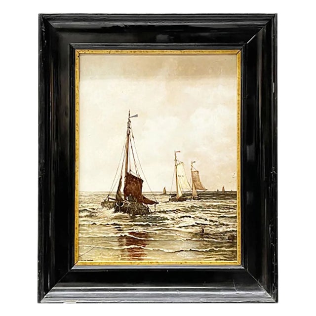 Dutch After Mesdag the Hague Earthenware Tile Wall Plate from Rozenburg, 1900s For Sale