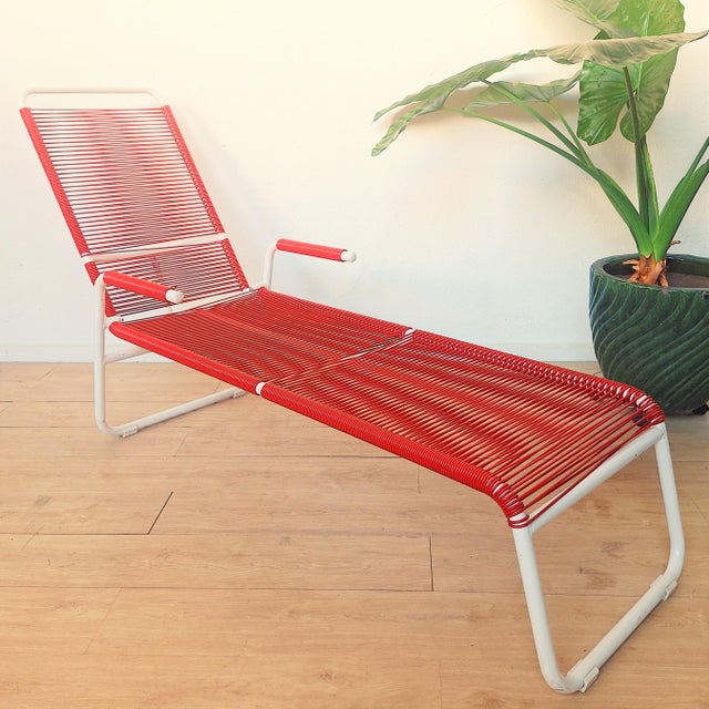 Red Vintage Metal and Plastic Garden Lounger by Henkel Ideal, 1970s For Sale - Image 8 of 8