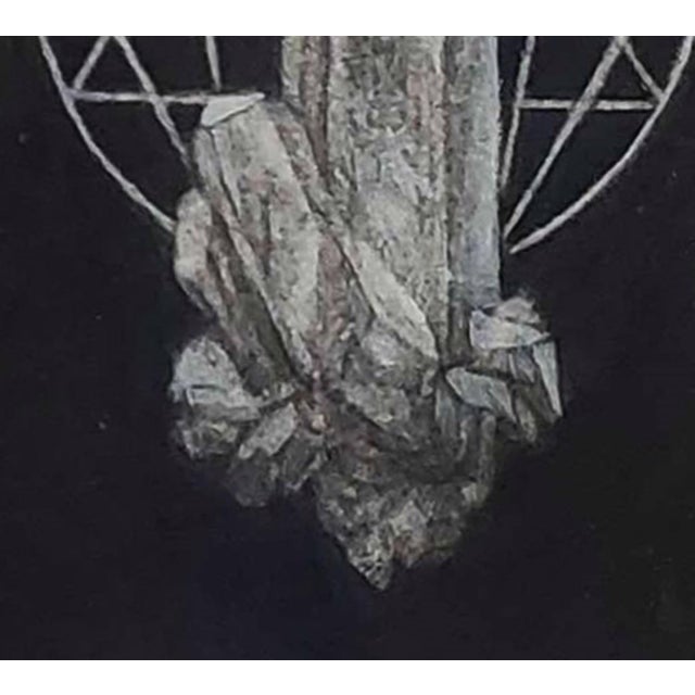 Crystal Study by Babs Webb | Powder graphite and acrylic on Bristol paper depicting a crystal formation. For Sale - Image 4 of 5