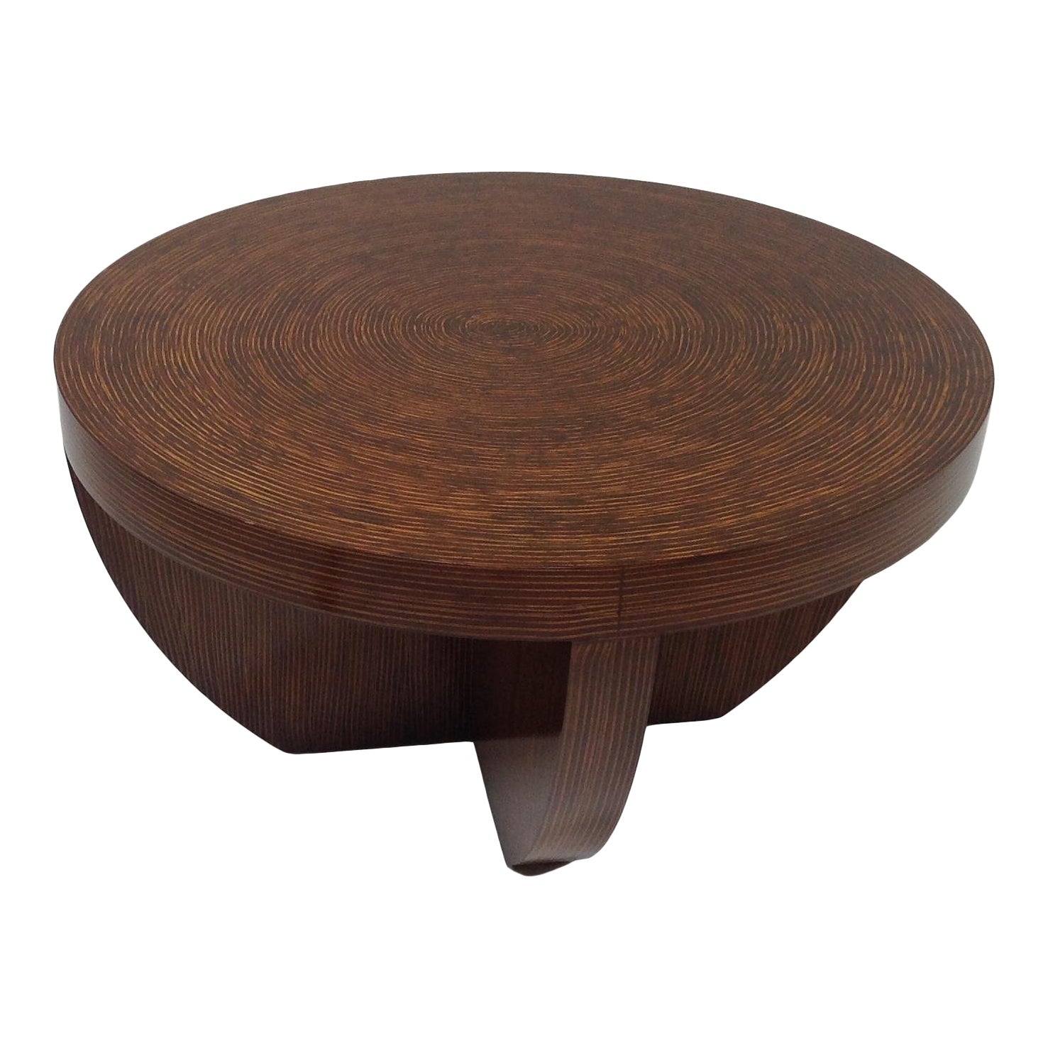 Modern Round Coffee Table With Zebrano Finish Chairish
