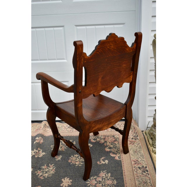 Antique Carved Oak Tudor Style U Shaped Chair Chairish