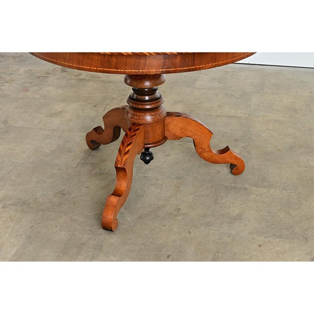 Italian 19th Century Marquetry Inlay Round Center Table For Sale - Image 9 of 14
