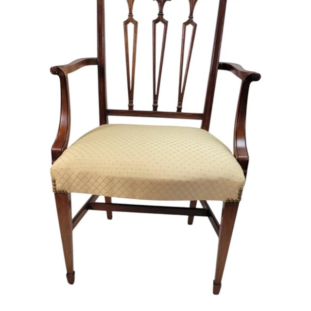 19th C English Hepplewhite Mahogany Armchairs Pair Dining or Side Chairs For Sale - Image 16 of 18