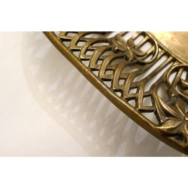 Metal Mid-Century Art Nouveau Style Openwork Gilt Brass Basket, 1950s For Sale - Image 7 of 11