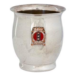 Vintage Amsterdam City Souvenir Beaker, Enamel Crest For Sale