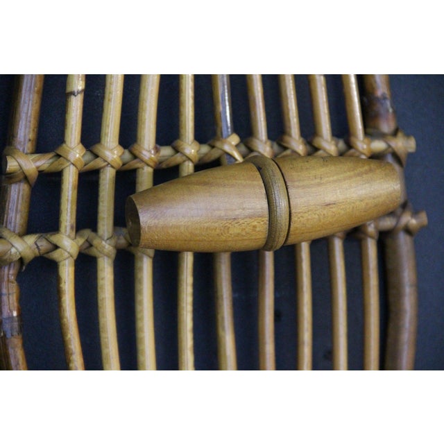 1960s Rattan and Bamboo Coat Rack with Mirror in the style of Franco Albini, Italy, 1960s, Set of 2 For Sale - Image 5 of 12