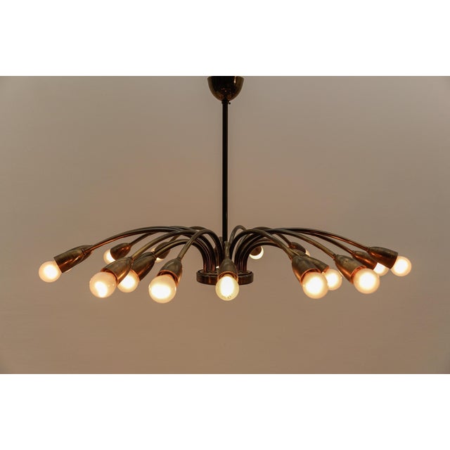 Large Mid-Century Modern Brass Sputnik Lamp, Austrian, 1950s For Sale - Image 4 of 15