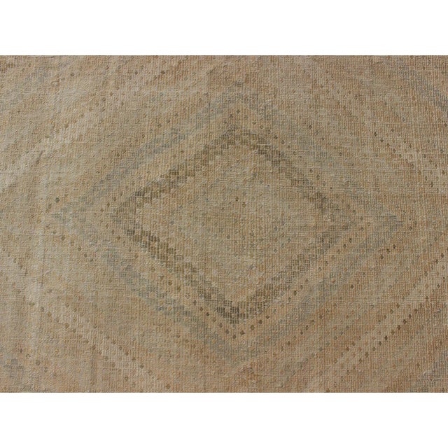 Vintage Turkish Embroidered Rug in Shades of Brown With Geometric Diamond Design For Sale - Image 9 of 12