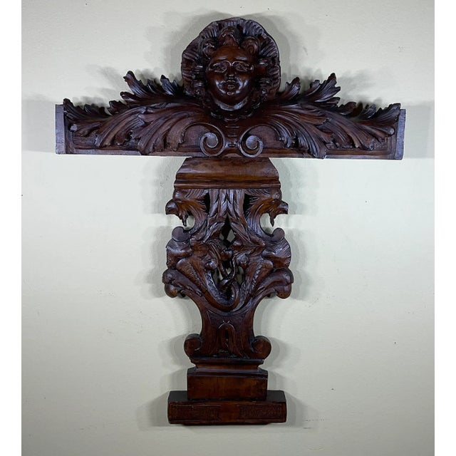 Wood Antique Hand-Carved Italian Wood Wall Hanging For Sale - Image 7 of 11