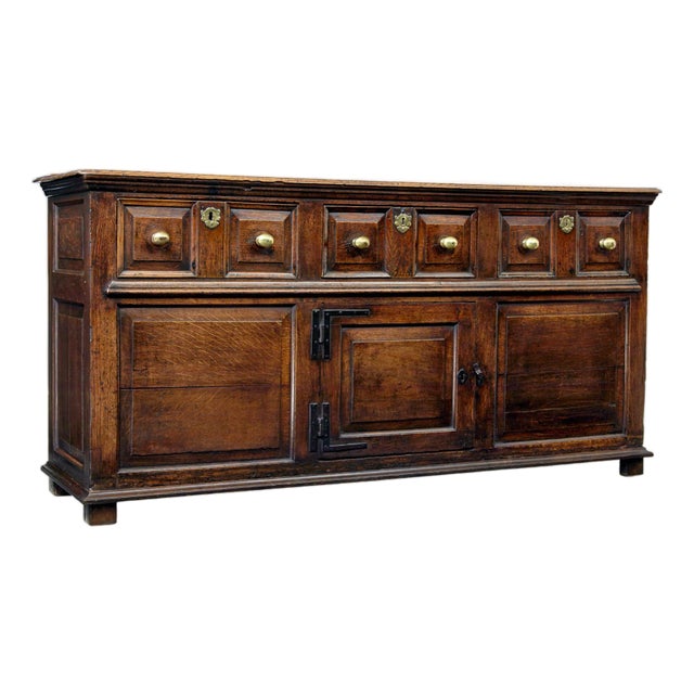 18th Century English Carved Oak Dresser, 1720s For Sale