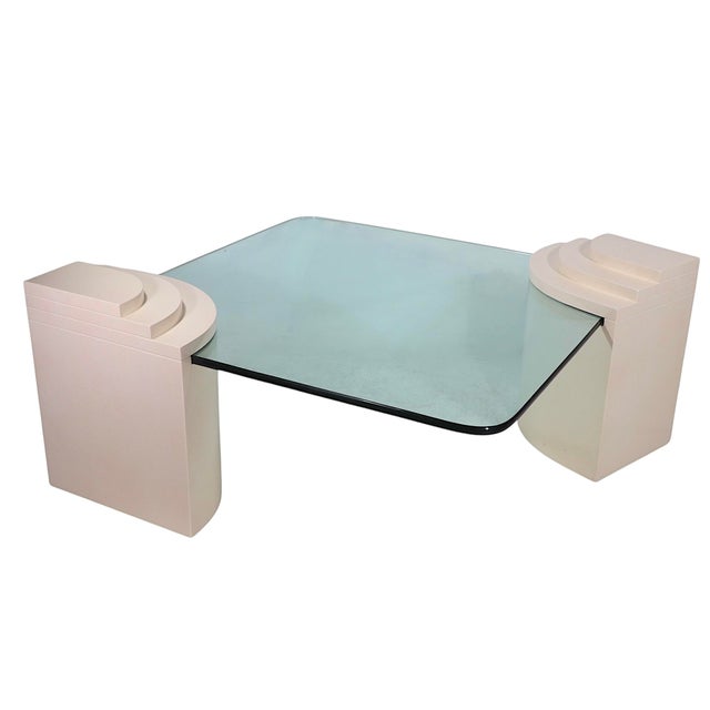 Glass Postmodern Hollywood Regency Glass Top Coffee Table in the Style of Karl Springer C. 1970/80's For Sale - Image 7 of 10