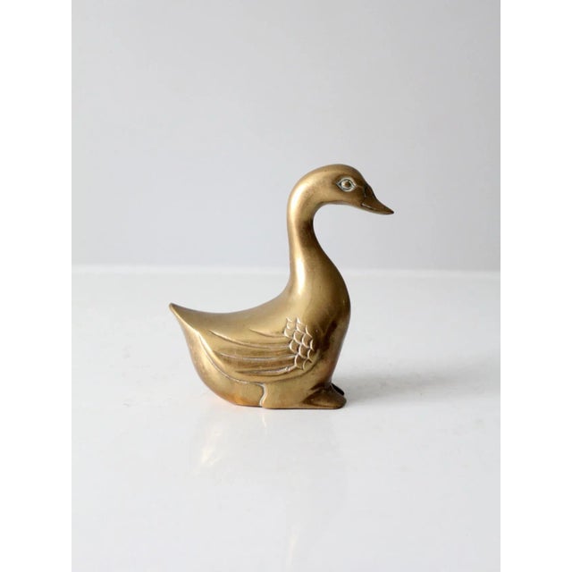 Metal Mid-Century Brass Goose Figurine For Sale - Image 7 of 11