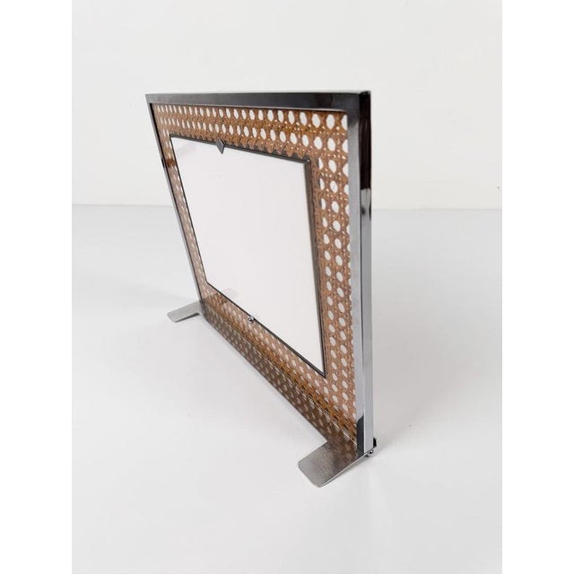 Picture Frame in Acrylic Glass, Cane Webbing and Chrome in the style of Christian Dior, 1970s For Sale - Image 15 of 18