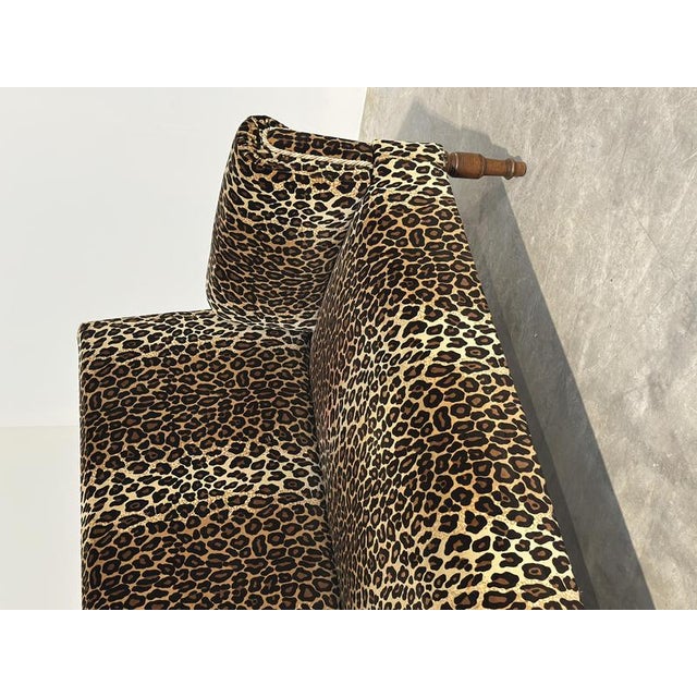 Vintage Leopard Velvet Sofa with Drop-Down Arms, France For Sale - Image 9 of 14