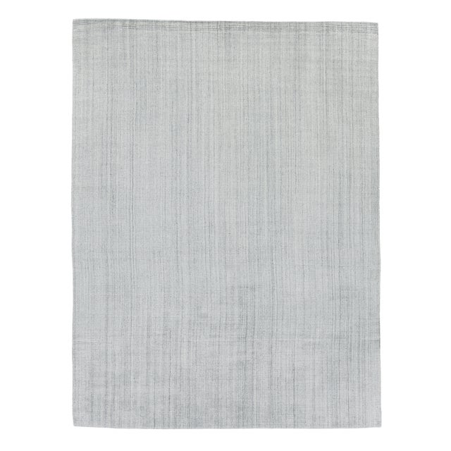 Silver Hamm Hand loom Wool/Viscose Silver Rug-14'x18" For Sale - Image 8 of 8