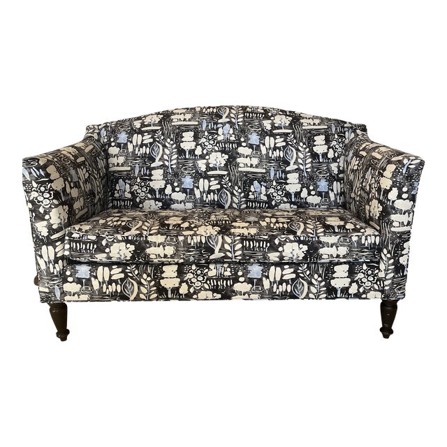 Contemporary Reupholstered Settee With Designer Fabric Chairish