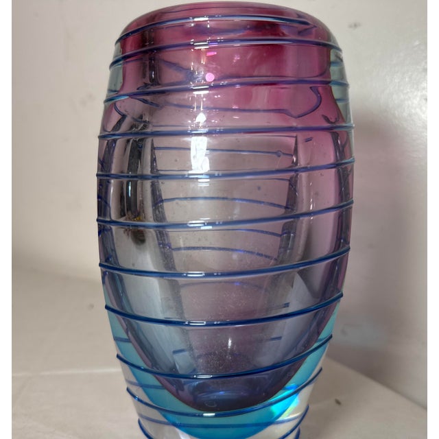 High Quality Vintage Hand Blown Italian Murano Signed Art Studio Glass Vase For Sale - Image 12 of 14