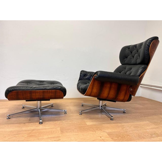 Rosewood and Bent Plywood Lounge Chair and Ottoman, 1960s, Set of 2 For Sale - Image 4 of 17