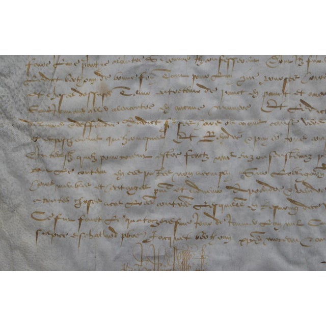 Black 1534 French Renaissance Manuscript Legal Deed on Parchment, Seigneur De Petiteville For Sale - Image 8 of 11