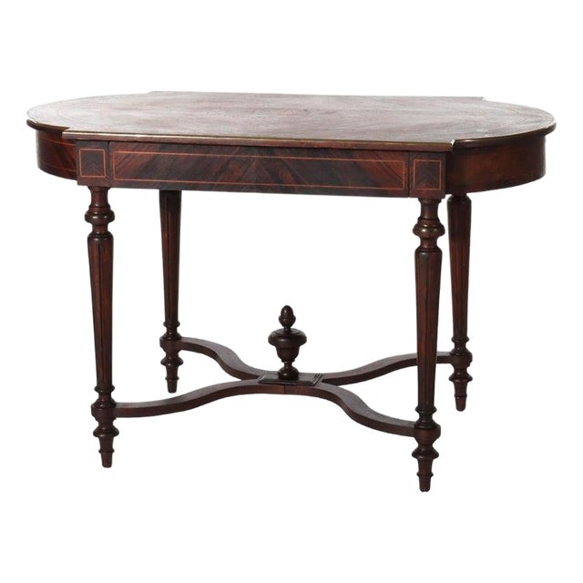 Antique Louis XVI Rosewood, Marquetry & Inlaid Table With Drawer C1880 For Sale