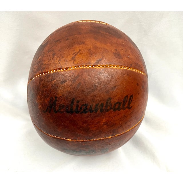 Vintage German Leather Medicine Ball For Sale - Image 4 of 9