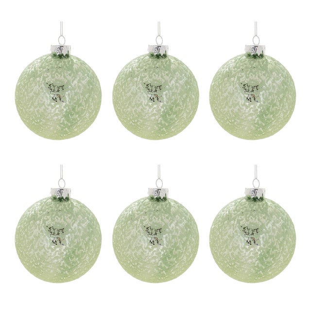 Contemporary Beaded Glass Ball Ornament (Set of 6) For Sale - Image 3 of 3