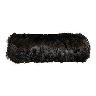 Black Faux Fox Bolster Pillow For Sale