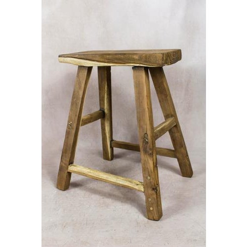 Rustic Vintage Rustic Elm Stool For Sale - Image 3 of 5