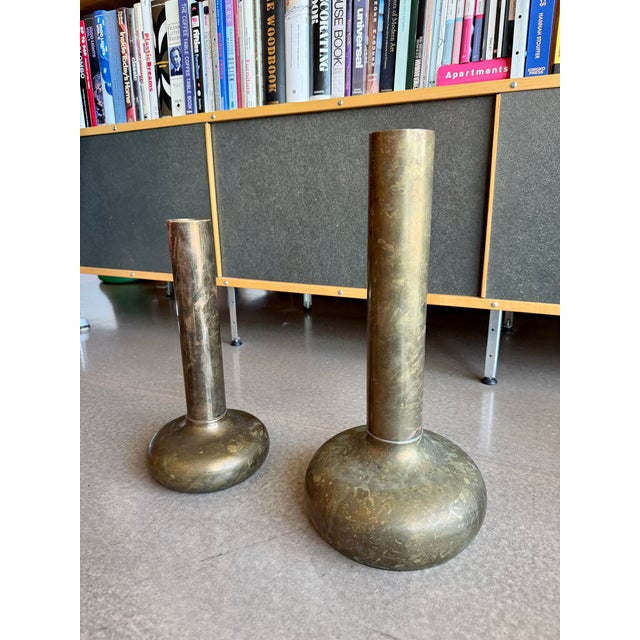 Designed in the 1960s by Paolo Marini, this set of two modernist bud vases was produced by the Italian firm Laras in...