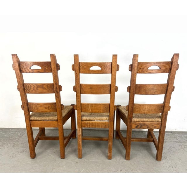 Vintage French Oak Dining Chairs With Tall Backs - Set of 6 For Sale - Image 4 of 12
