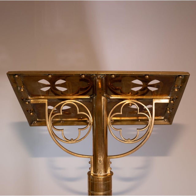 Late Victorian Brass Standing Church Gothic Lectern For Sale - Image 14 of 18