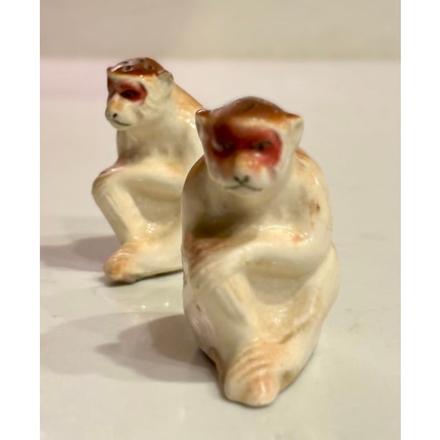 Mid 20th Century Japanese Trompe-L’Oeil Japanese Porcelain Monkey Salt and Pepper Shakers - a Pair For Sale - Image 12 of 12