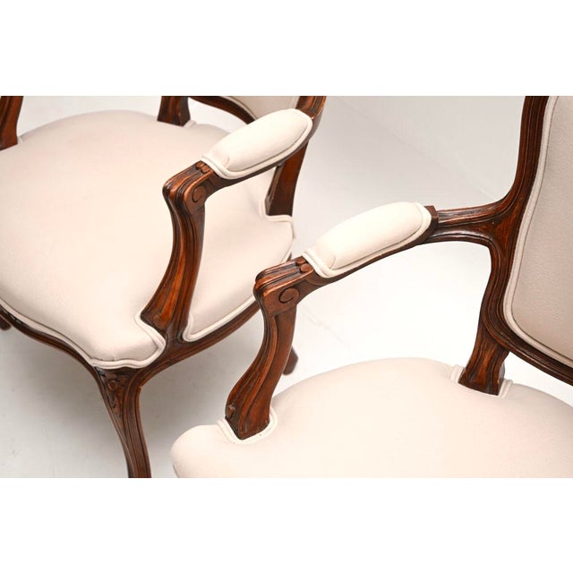 Antique French Walnut Salon Armchairs, 1930, Set of 2 For Sale - Image 10 of 11